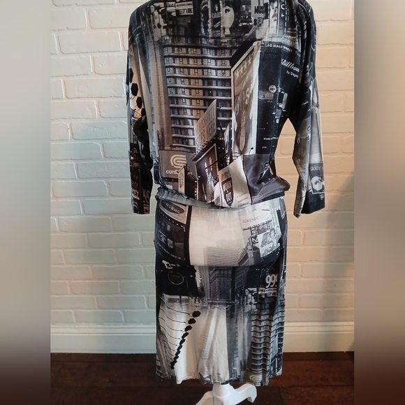 One of a Kind Jersey Dress with Time Square Print - Picture 6 of 8